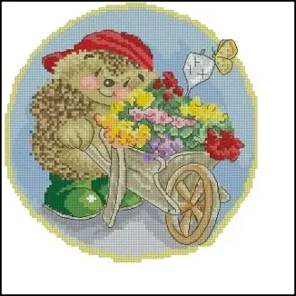 Вышивка Ёжик – садовник