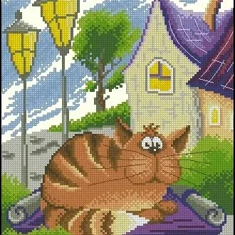 Вышивка Рыжий кот