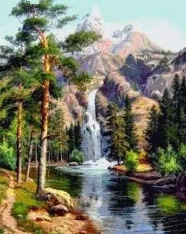 Вышивка Водопад