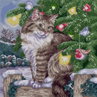 Вышивка Новогодний кот
