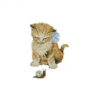 Вышивка  Котенок и улитка