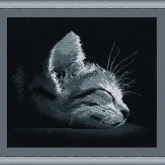 Вышивка Спящий котенок