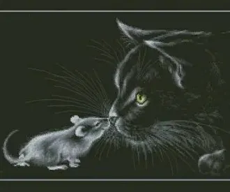 Вышивка Кот и мышь