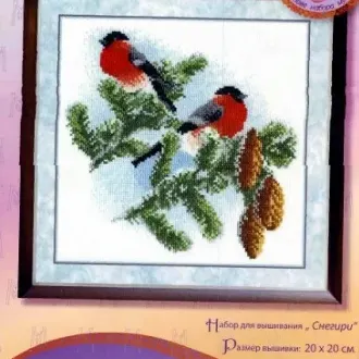 Вышивка Снегири