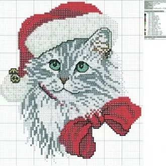 Вышивка Новогодний котенок