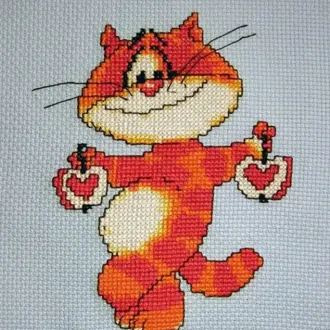 Вышивка Рыжий кот