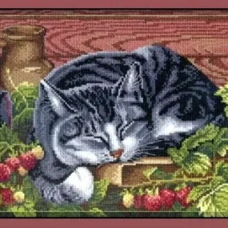 Вышивка Спящий кот