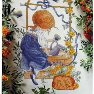 Вышивка  Девочка с лейкой