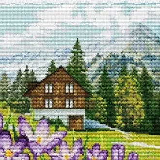 Вышивка Крокусы в Альпах