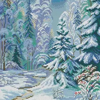 Вышивка Зимний лес
