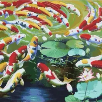 Вышивка карпы Кои