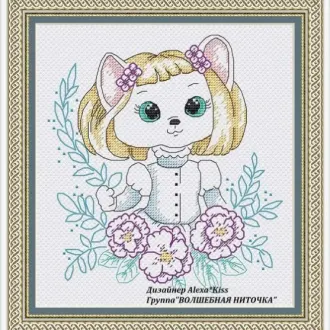 Вышивка Дама в цветах