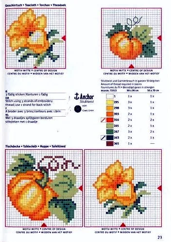 Вышивка  цветок и тыква, фото 2