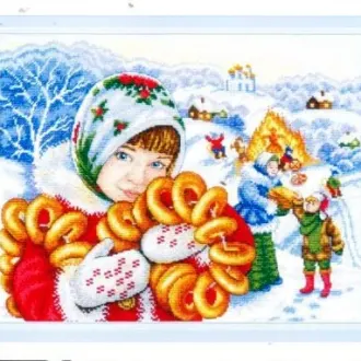 Вышивка Девочка с сушками