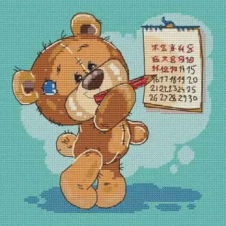 Вышивка Мишка и календарь