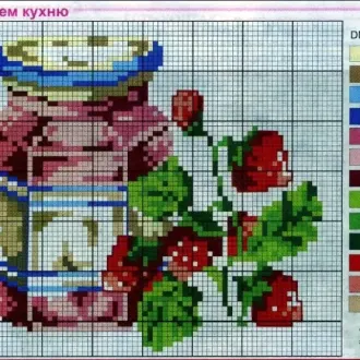 Вышивка Клубника и клубничное варенье