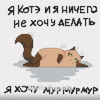 Вышивка Котик лентяй
