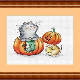 Вышивка Коты и тыквы