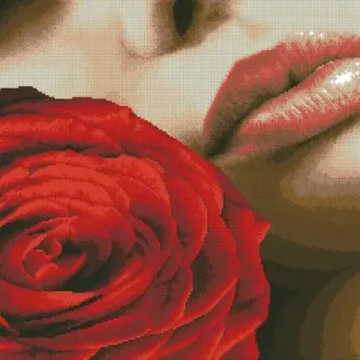 Вышивка Красная роза и девушка