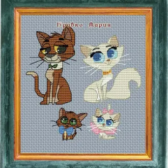 Вышивка Кот и кошка