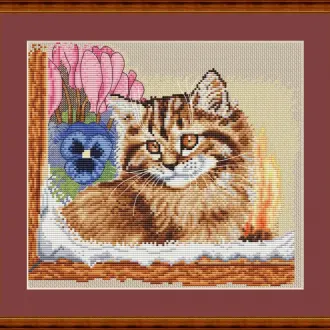Вышивка Котик