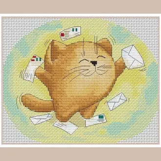 Вышивка Счастливый котик