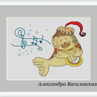 Вышивка Музыкальный тюлень