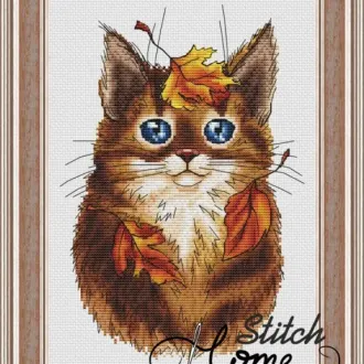 Вышивка Осенний котик