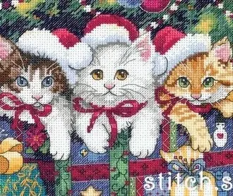Вышивка Три новогодних котенка