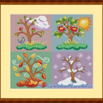 Вышивка Дерево времена года