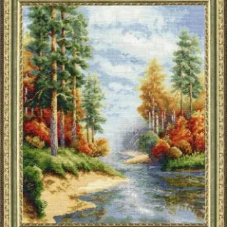Вышивка Лесная река