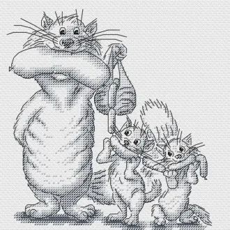 Вышивка Коты с колбасой