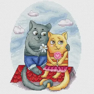 Вышивка Пара на пляже