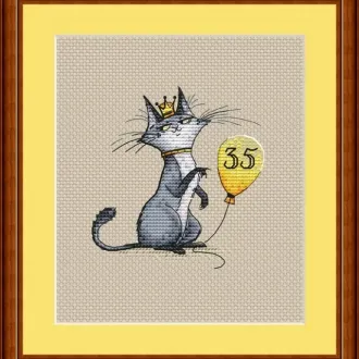 Вышивка Котик и воздушный шарик