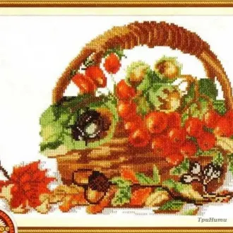 Вышивка Корзина с рябиной
