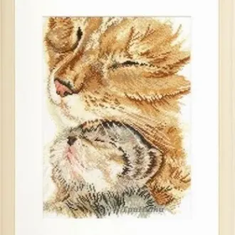 Вышивка Кошка и котенок