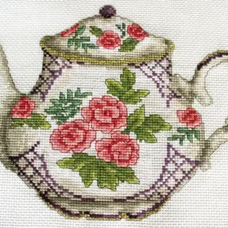 Вышивка Чайник с розами