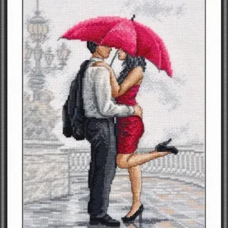 Вышивка Пара под зонтом