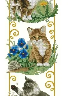 Вышивка Котенок и цветы