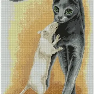 Вышивка Кошка и мышь