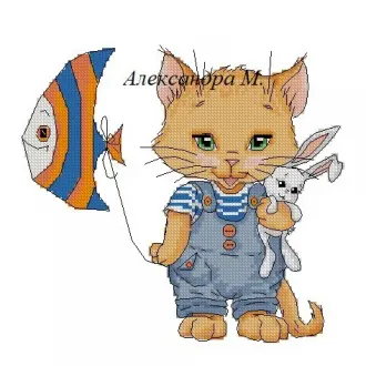 Вышивка Котик с шариком