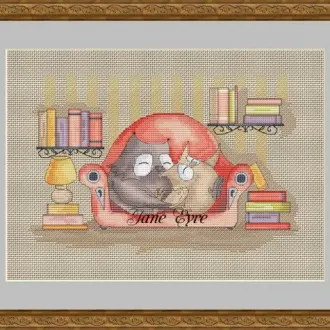 Вышивка Совушки на диване