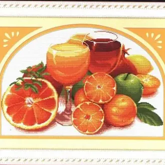 Вышивка Фрукты и вино