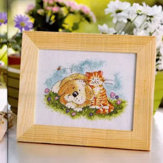 Вышивка Собака с котом