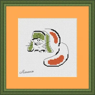 Вышивка Кот в шапке