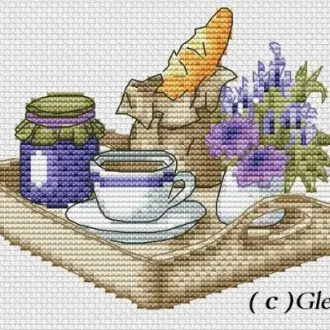 Вышивка Чай с лавандой