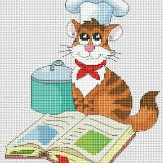 Вышивка Котик повар