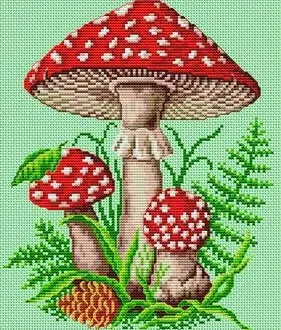 Вышивка Мухоморы