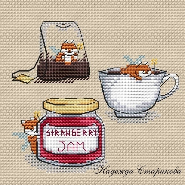 Вышивка Чай крестом, схема в PDF №2078